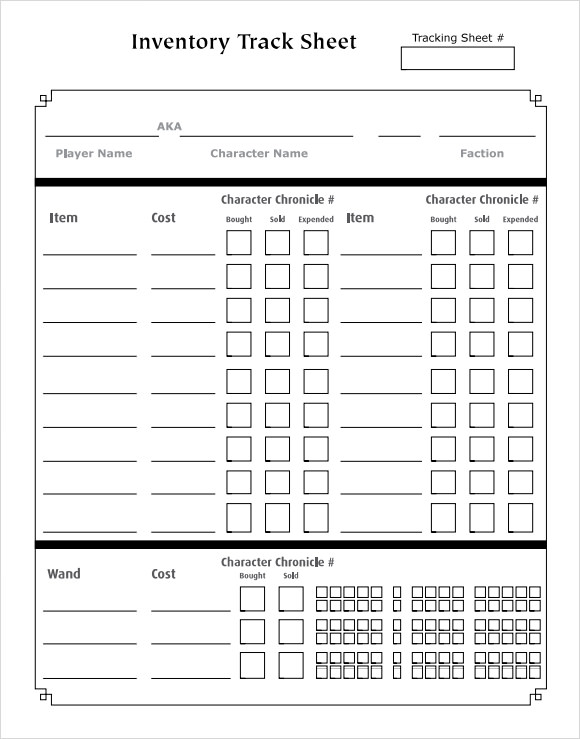 inventory tracking sheet template