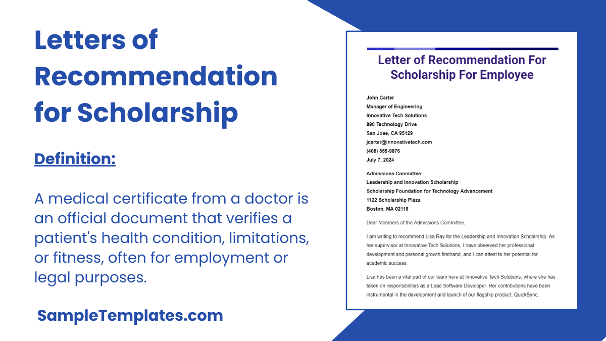 Letters of Recommendation for Scholarship