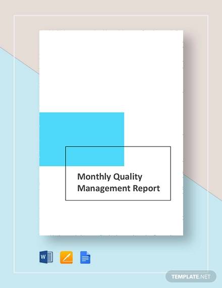 monthly quality report