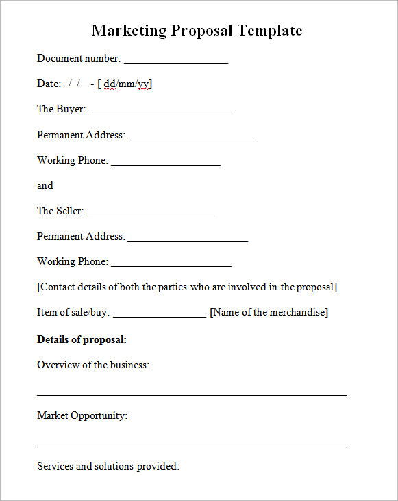 marketing proposal template word