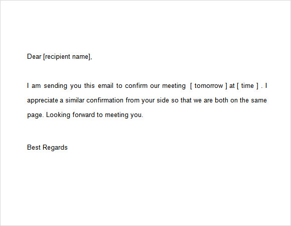 meeting confirmation email reply sample