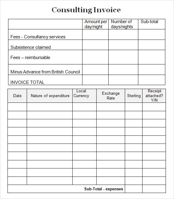 consulting services invoice template word