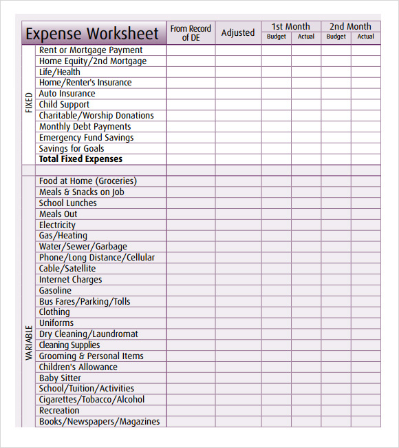 money tracking template