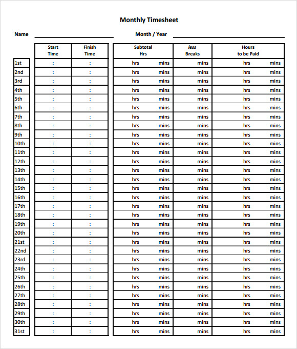 Monthly Timesheet Template Printable Timesheet Template Template Vrogue