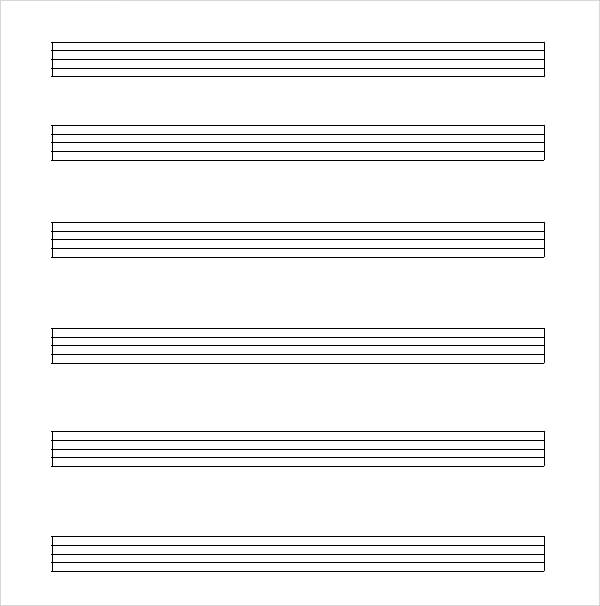 FREE 6  Sample Music Paper Templates in PDF