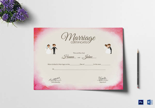 psd marriage certificate template