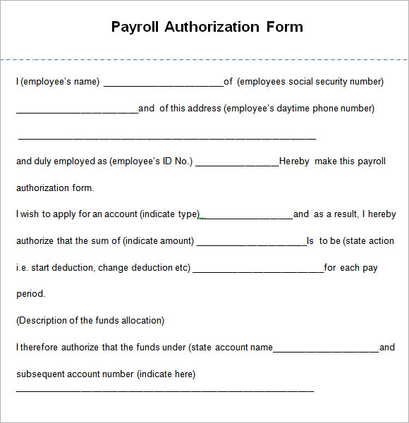 payroll authorization form