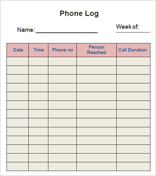 Log Template - Download Documents in PDF , Word , Excel