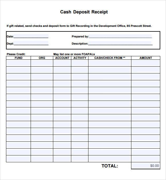 16 Sample Deposit Receipt Templates to Download Sample Templates