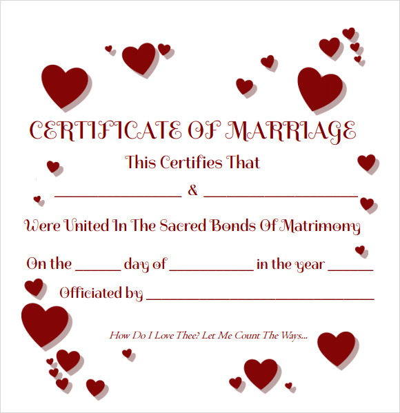 18+ Sample Marriage Certificate Templates to Download ...