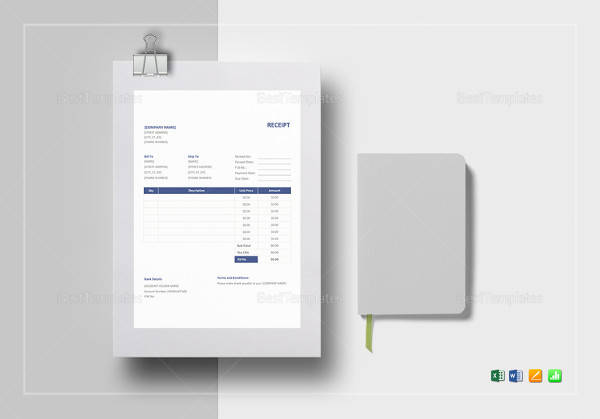 printable receipt format template