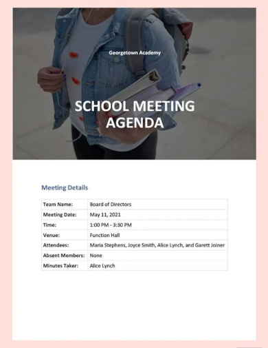 printable school agenda template
