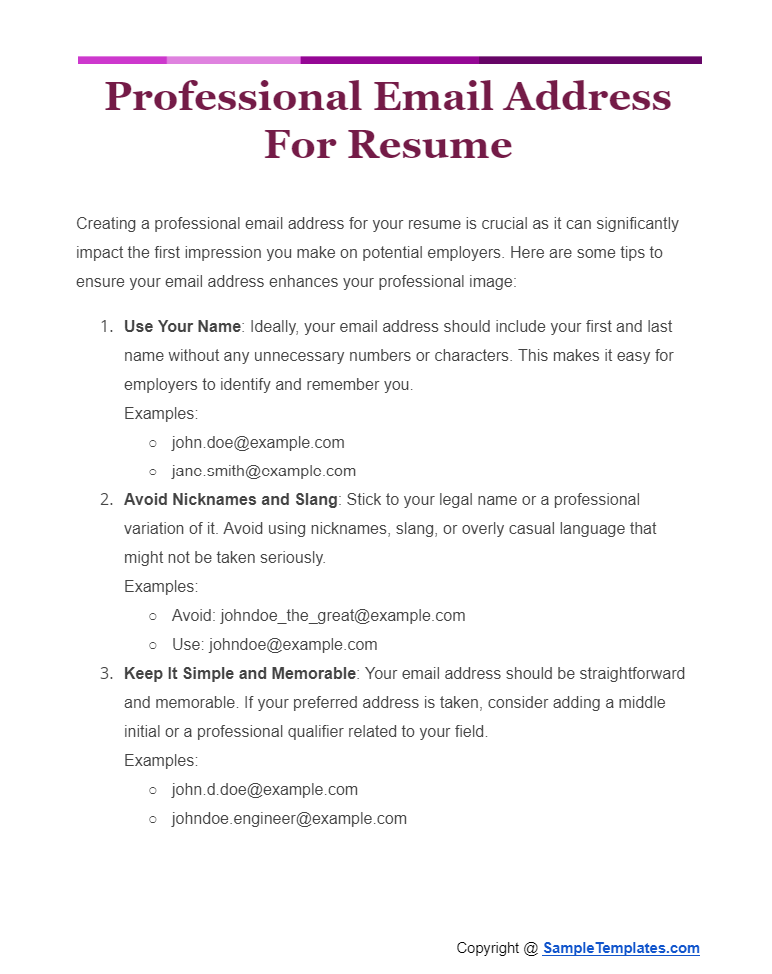 professional email address for resume