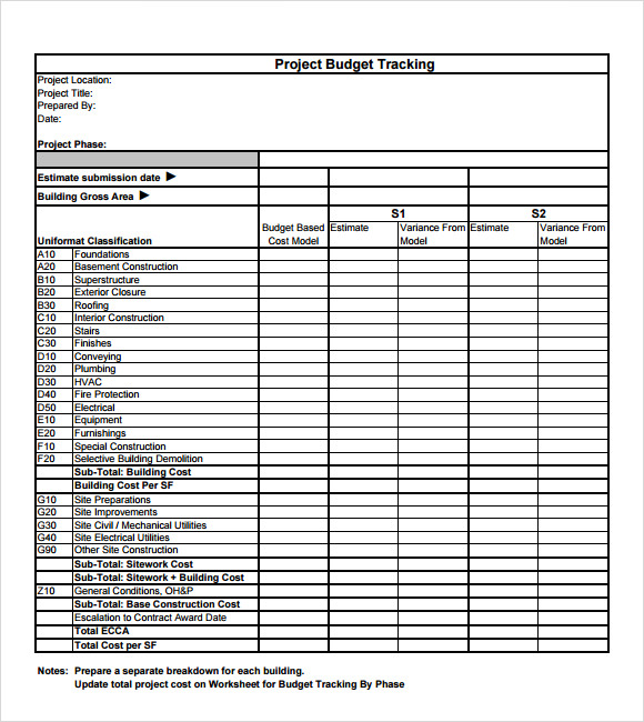 project budget tracker template