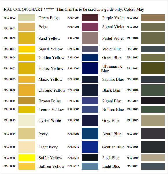 FREE 8+ Sample RAL Color Chart Templates in PDF
