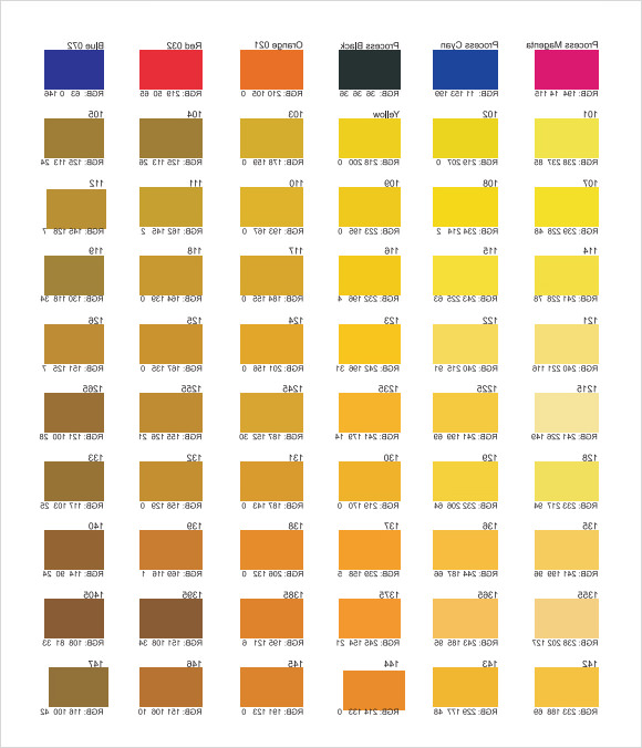 rgb color codes chart