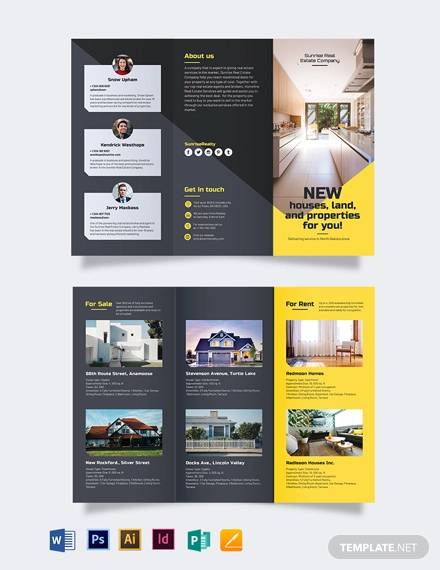real estate company tri fold brochure template
