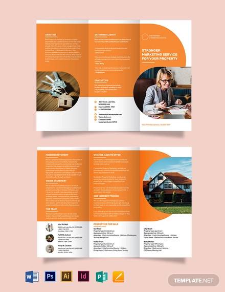 realestate company marketing tri fold brochure template