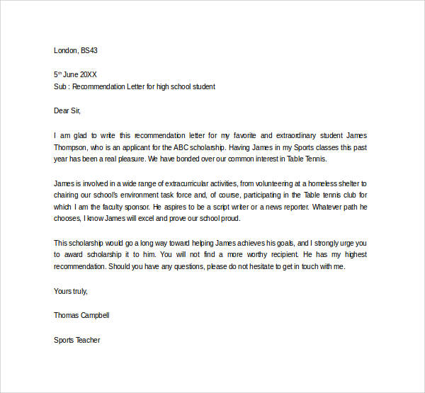 Recommendation Letter For A Student from images.sampletemplates.com