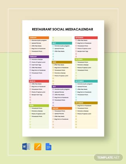 FREE 19  Sample Social Media Calendar Templates in Google Docs MS
