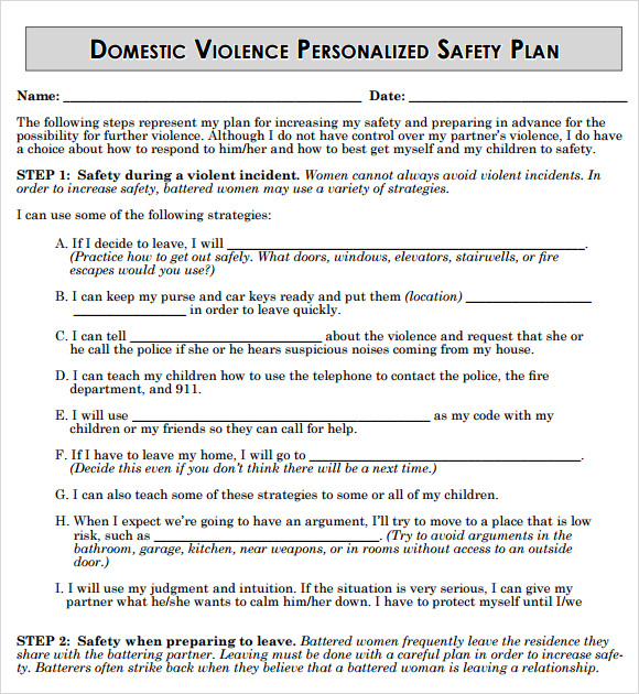 Dv Safety Plan Template