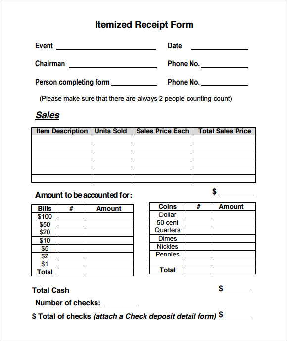 10 Sample Itemized Receipt Templates to Download  Sample 