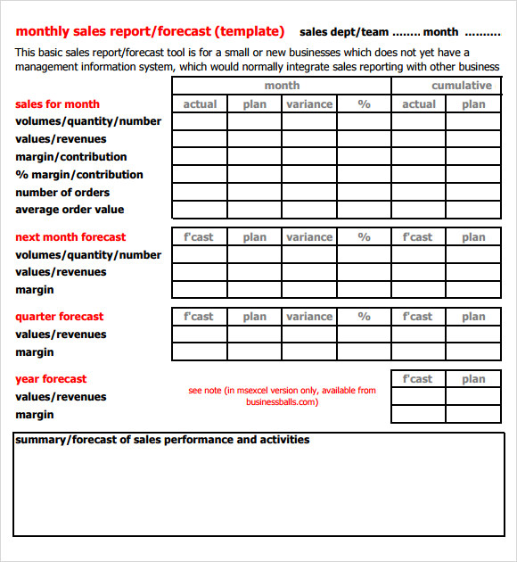 sales report template