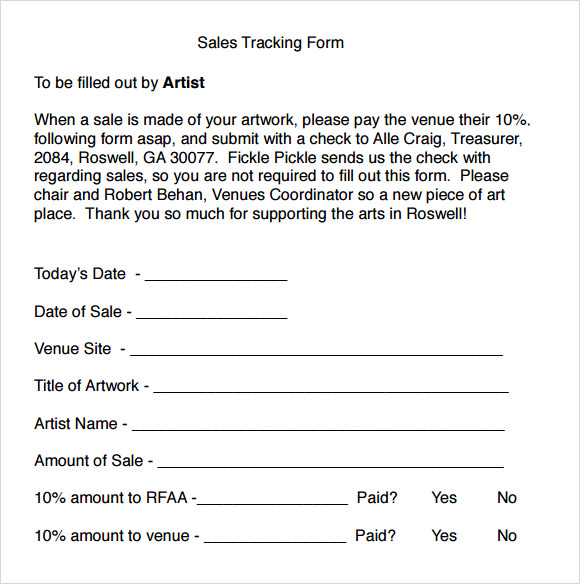 sales tracking form