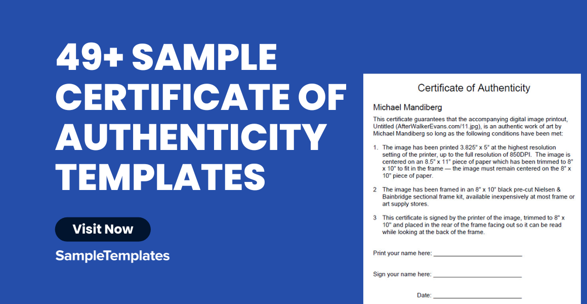 FREE Authenticity Certificate PDF - Template Download