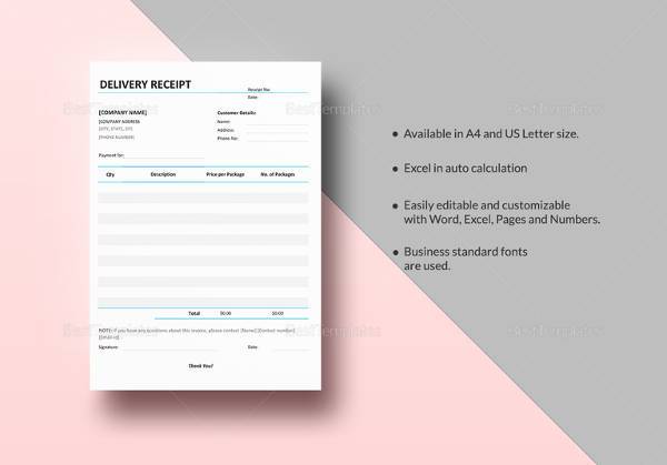 sample delivery receipt template download