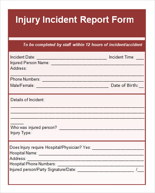 sample incident report