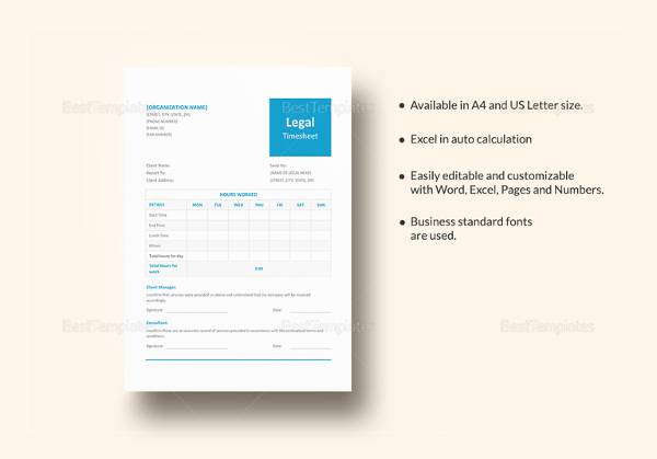 sample legal and lawyer timesheet template