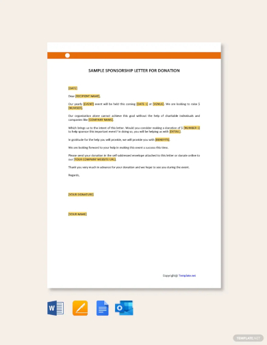 sample sponsorship letter for donation template