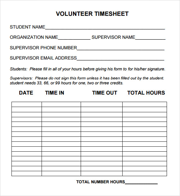 FREE 12+ Sample Volunteer Timesheet Templates in Google Docs Google