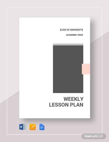 sample weekly lesson plan