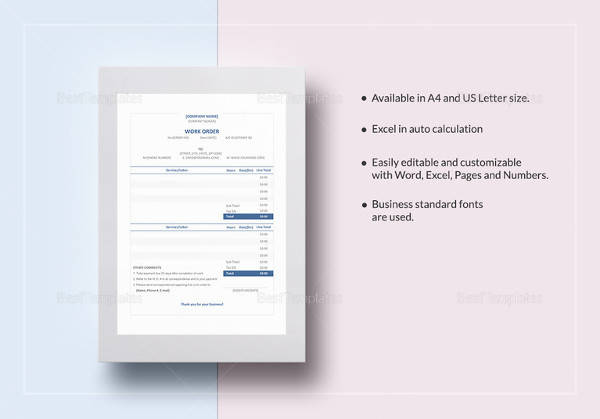 FREE 8 Sample Maintenance Work Order Forms In PDF