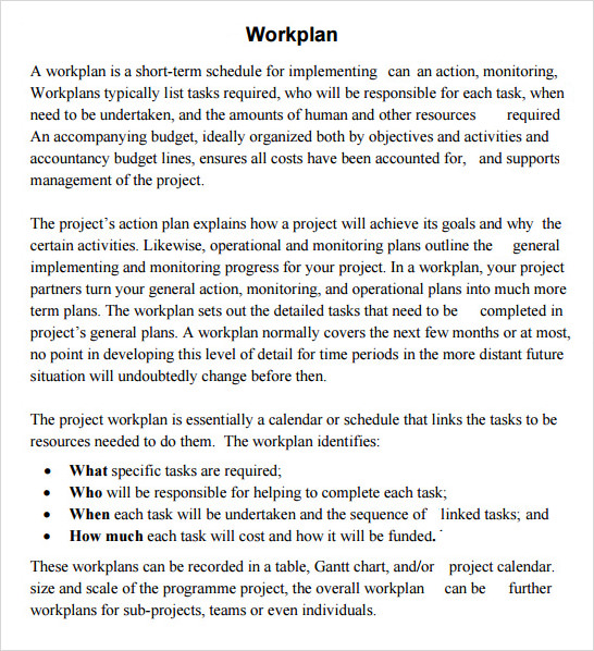 sample work plan template free