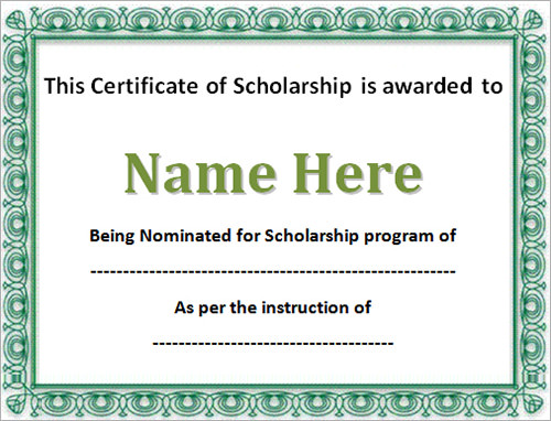 scholarship certificate