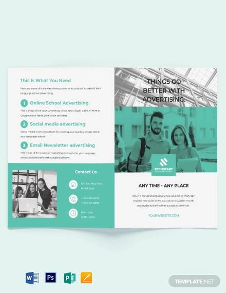 school advertising bi fold brochure template