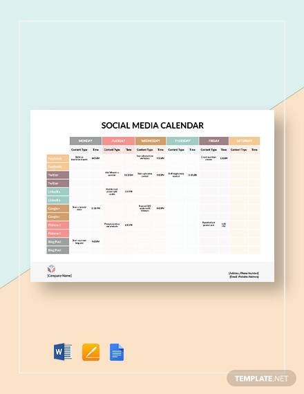 free 19 sample social media calendar templates in google docs ms word pages pdf