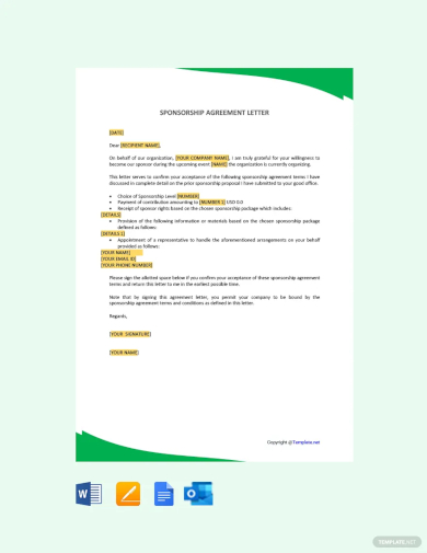 sponsorship agreement letter template