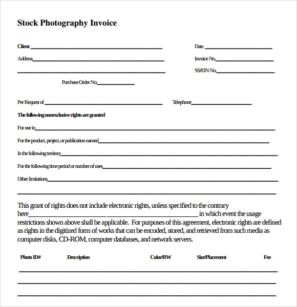 stock photography invoice template pdf