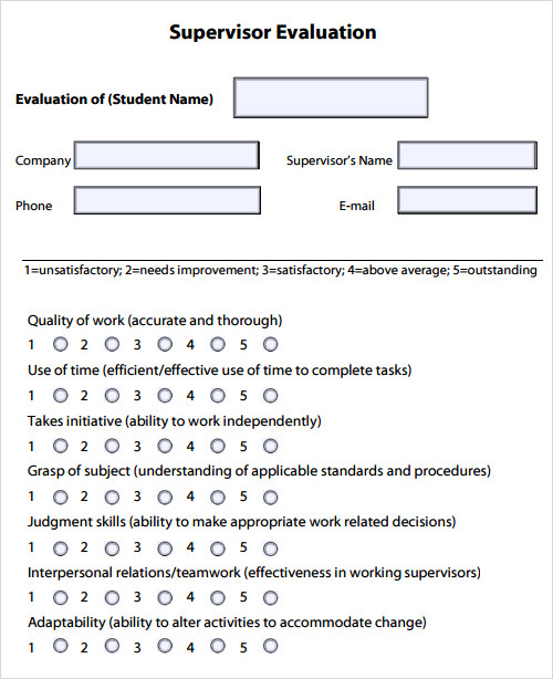 supervisor evaluation template1