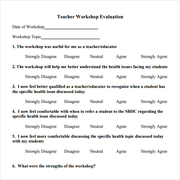 Where can I find a sample of a evaluation form?