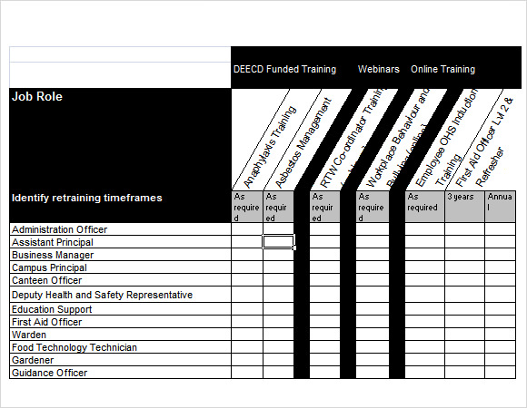 training needs analysis template excel