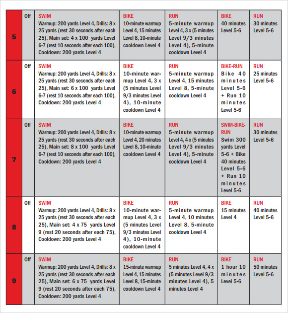 triathlon training calendar template