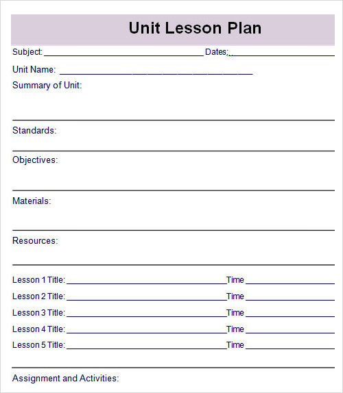 unit plan template