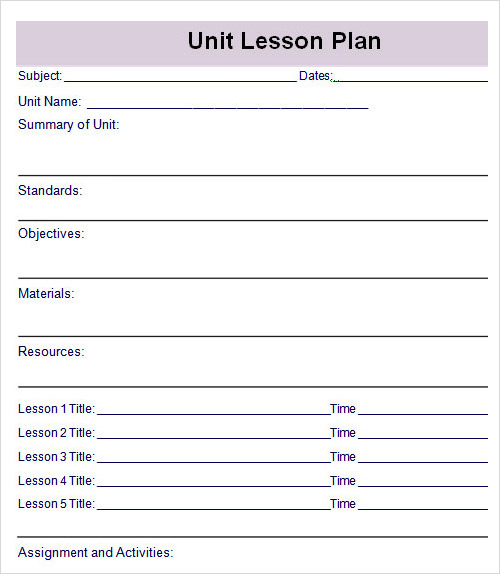 unit plan template that can be downloaded using microsoft word