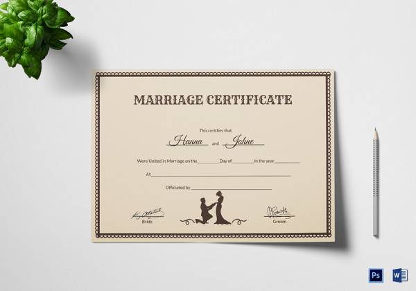 vintage marriage certificate template