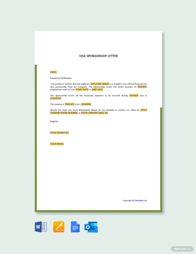 visa sponsorship letter template